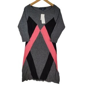 NWT French Connection Women's Gray & Pink Colorblock Wool Blend Dress Size 6